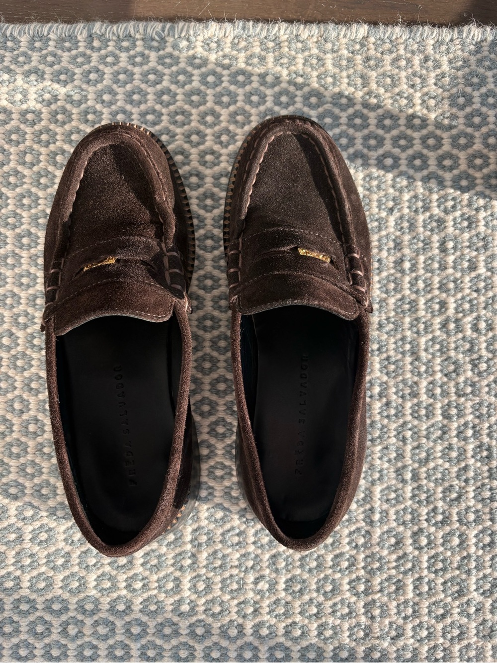 Freda Salvador Elba Penny Loafer in Espresso Suede, Size 7 - Picture 1 of 4